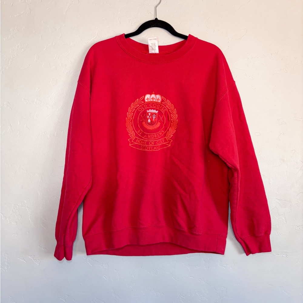 Vintage St Andrew’s Scotland Golf Red Crewneck sz L